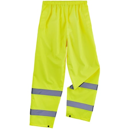 Ergodyne Lightweight Hi-Vis Rain Pants - Class E, 150D Oxford Polyester, Polyurethane, Elastic Waist Closure 8916